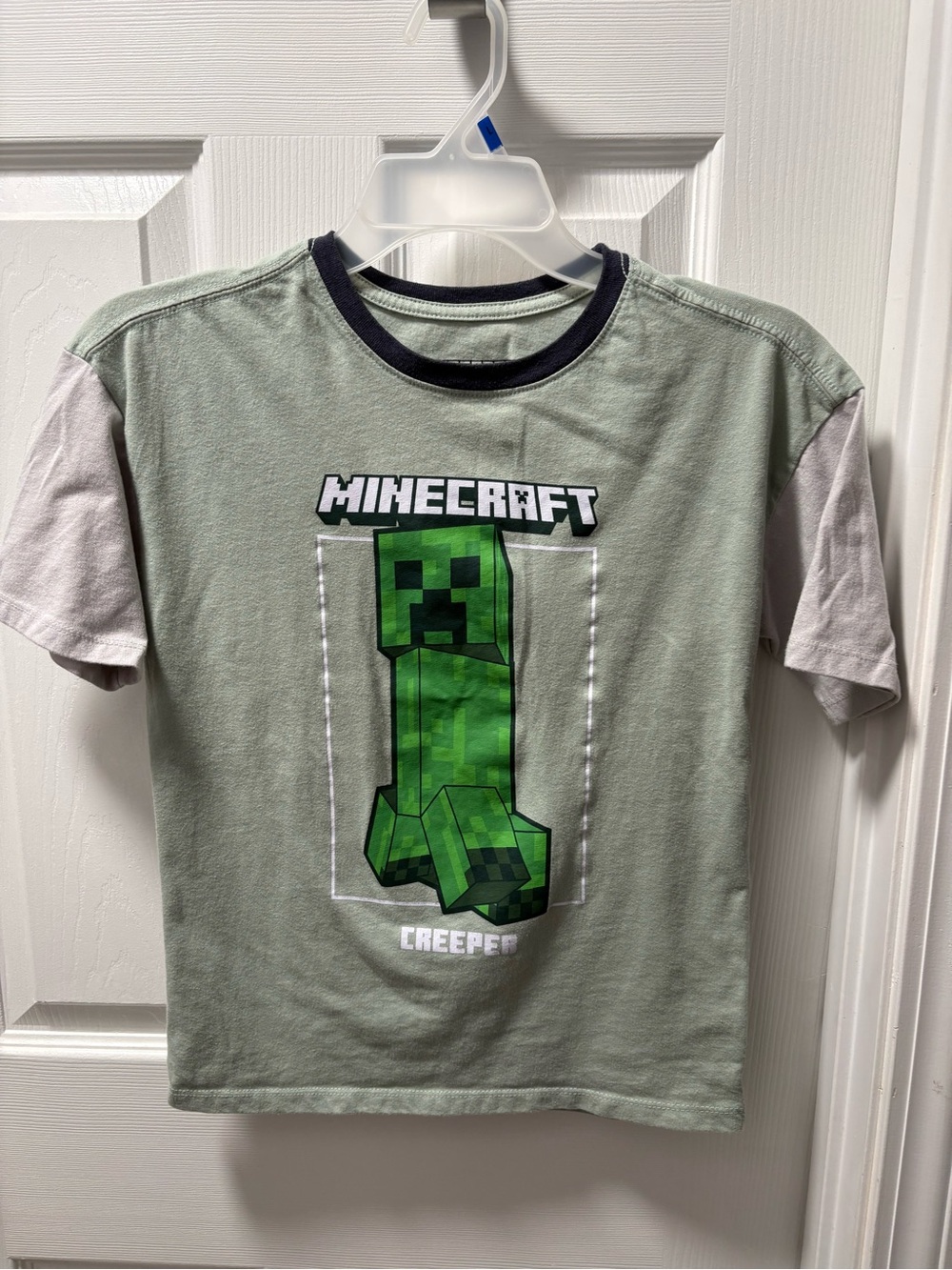 Boys' Creeper Graphic Tee - Sage Green and Gray Contrast